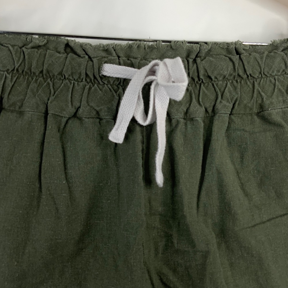 Free People Intimately Olive Green Linen Blend Paperbag Waist Shorts Small - Picture 3 of 4